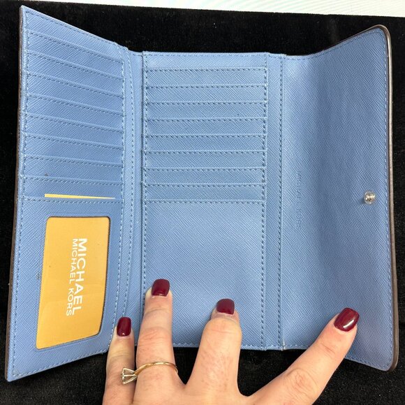 Michael Kors Blue Leather Flap Wallet - Picture 3 of 4